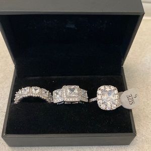 Size 6 CZ Silver Wedding Rings